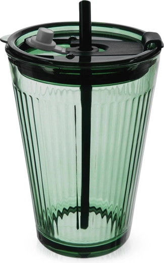 Gobelet en verre avec couvercle et paille VERDE 450 ml