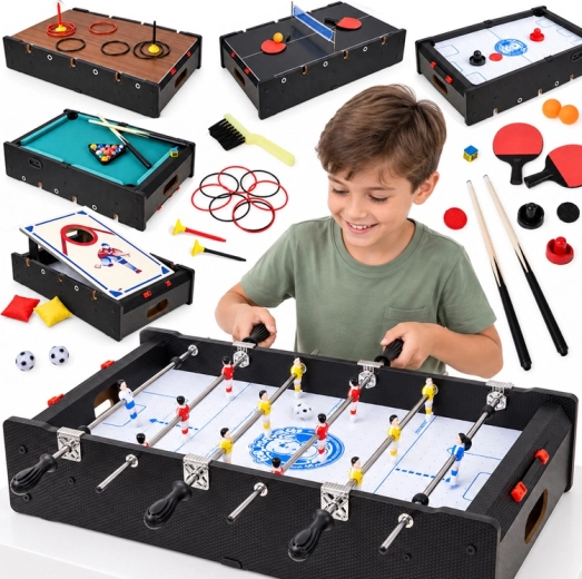 Table de jeux multifonction 6 en 1 avec air hockey électrique