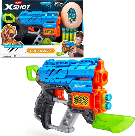X-Shot Dino Attack Extinct blaster avec œuf moyen et 8 fléchettes