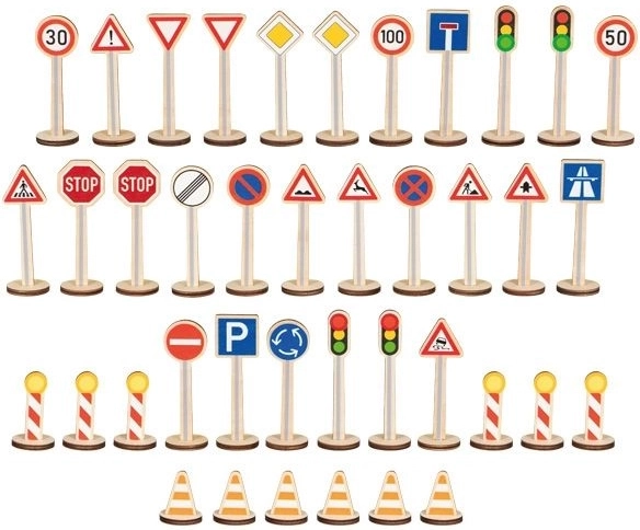 Goki grand set de panneaux de signalisation – 40 pièces