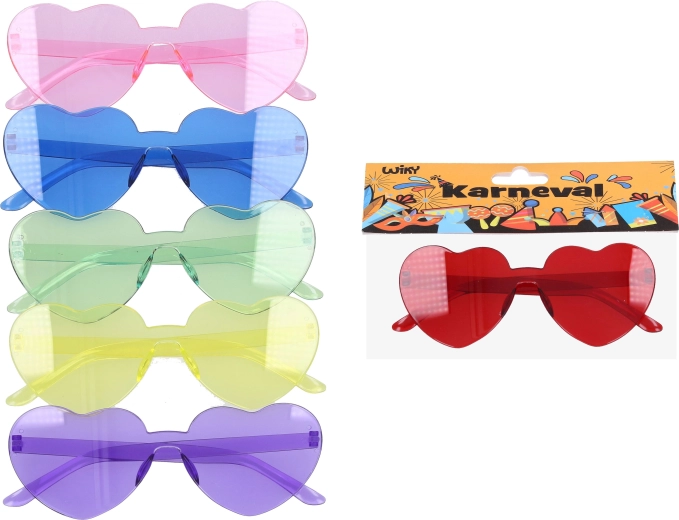 Lunettes en plastique de carnaval en forme de cœurs - 1 pièce