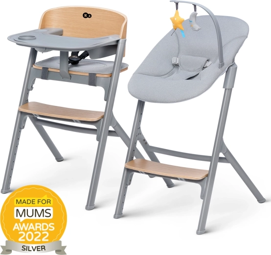 Ensemble Kinderkraft Select : chaise haute évolutive Livy Oak et transat Calmee Premium