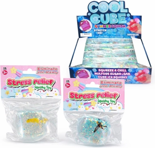 Cube antistress relaxant avec petit poisson 5 cm