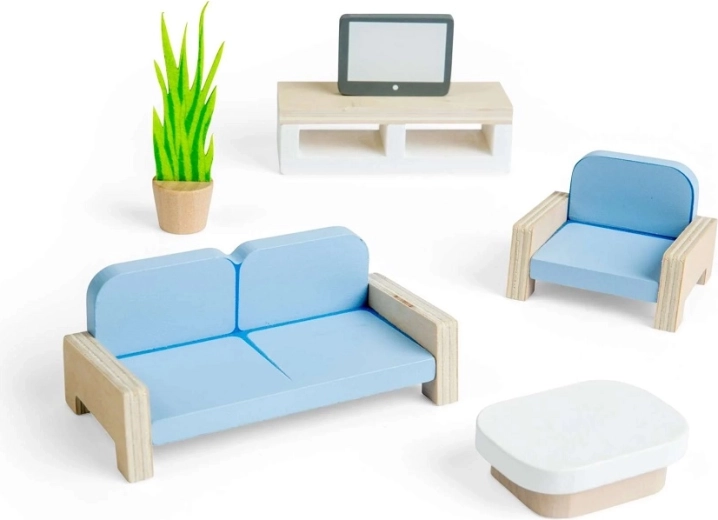 Bigjigs Toys mobilier en bois pour maison de poupées – salon