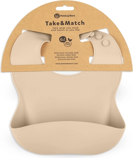 Bavoir en silicone Petite&Mars Take&Match Desert Sand