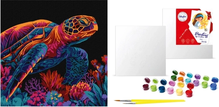 Peinture par numéros : Tortue mystérieuse 30 × 30 cm