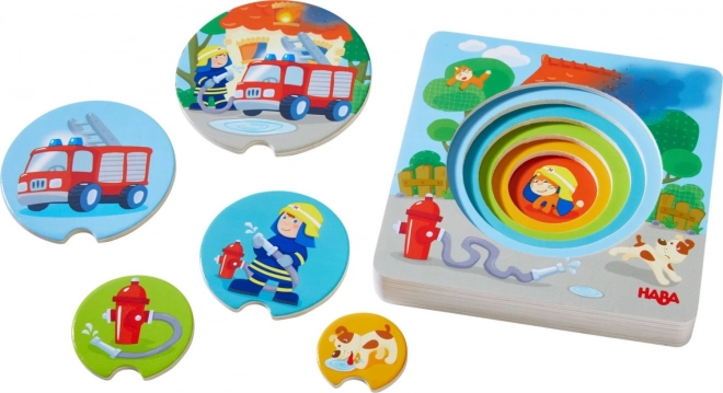 HABA Puzzle en bois multicouche Pompiers