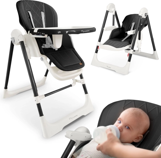 Nukido Elite chaise haute noire pour enfants 3‑en‑1