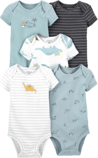Bodies garçon Carter’s à manches courtes Blue Dino, lot de 5