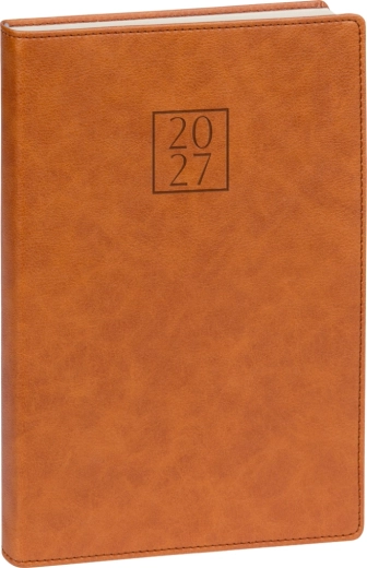 Agenda quotidien Notique Prestigio 2027, marron, 15 × 21 cm