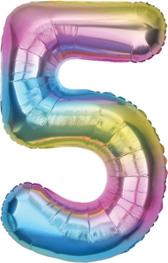 Ballon en aluminium chiffre 5 arc-en-ciel 85 cm