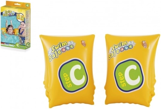 Brassards gonflables Swim Safe jaunes, 2 chambres, 25 x 15 cm, en boîte 12 x 19,5 cm, pour 3 à 6 ans