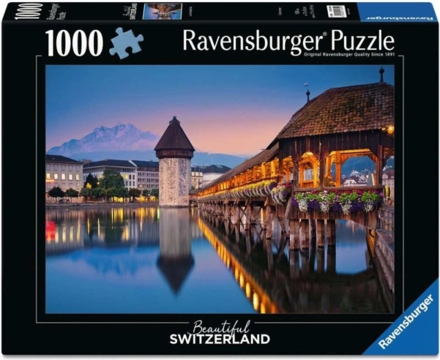 Puzzle Ravensburger Belle Suisse : Pont de la Chapelle, Lucerne - 1000 pièces