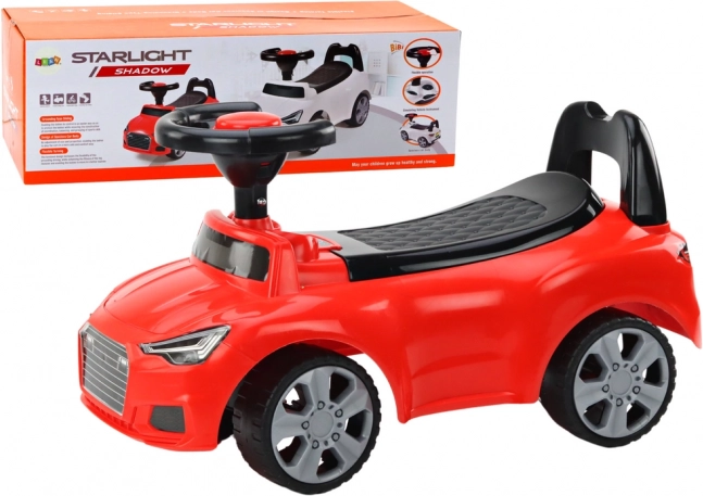 Draisienne avec dossier, klaxon et espace de rangement – rouge