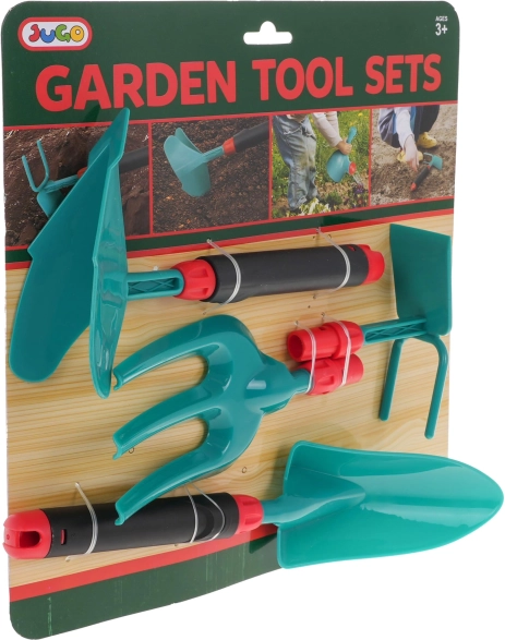 ensemble pour petit jardinier 4 pièces – fourche, pelle, épandeur et binette, 3+