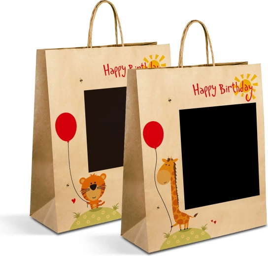 Sac cadeau en papier Kraft pour bouteille 26,5 × 12,7 × 33 cm - 1 pièce