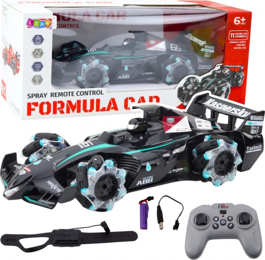 Voiture de course RC avec effet fumée et éclairage LED noire