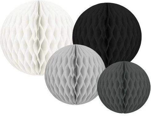 JaBaDaBaDo décorations en papier honeycomb mix noir (4 pcs)
