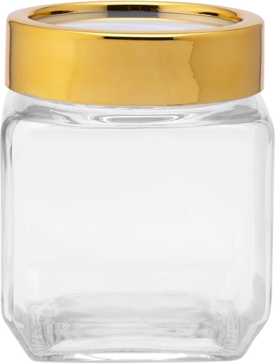 Altom Design bocal en verre carré avec couvercle doré 500 ml