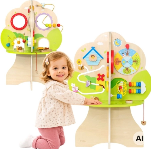 Viga arbre d’activités en bois avec éléments musicaux pour enfants 18 mois+