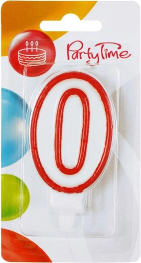 Bougie d’anniversaire chiffre 0 rouge