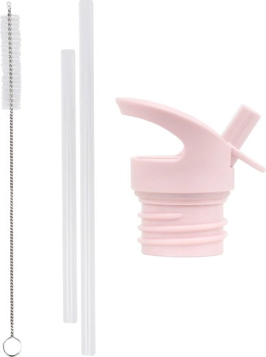 A Little Lovely Company : kit de bouchon, brosse et paille pour gourde en acier inoxydable à motif cœurs