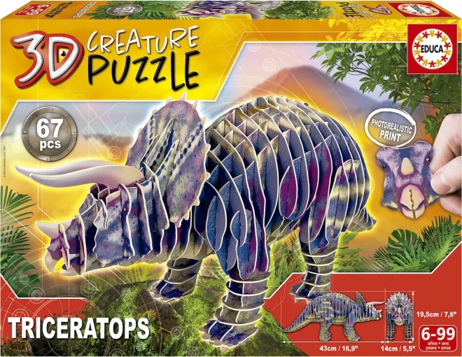 Puzzle 3D tricératops 67 pièces