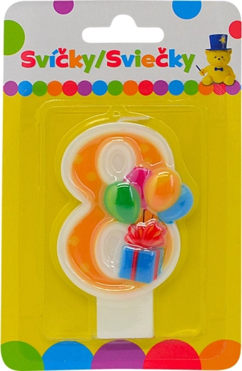 Bougie d’anniversaire numéro 8 avec ballons