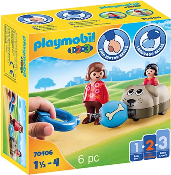 Playmobil chiot sur roulettes – chariot, figurines et briques