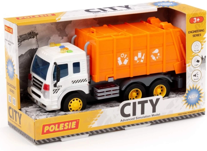 Camion-poubelle City à friction avec effets lumineux et sonores