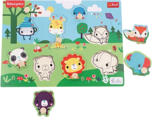 Puzzle encastrable en bois Fisher-Price animaux sauvages