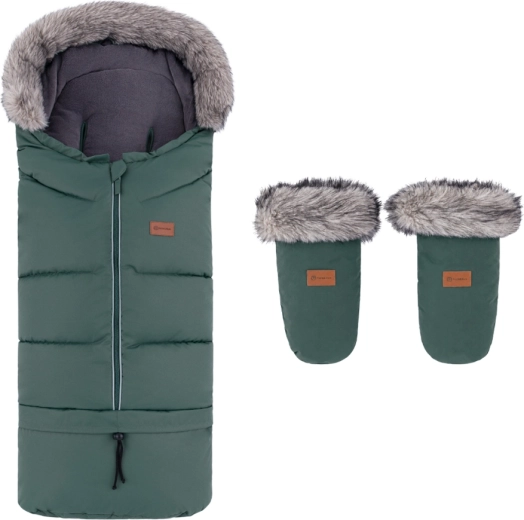 Petite&Mars chancelière d’hiver Arctic 4v1 avec moufles pour poussette Fjora kaki
