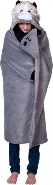 Couverture à capuche chaude Cozy Noxxiez chat avec poches patte