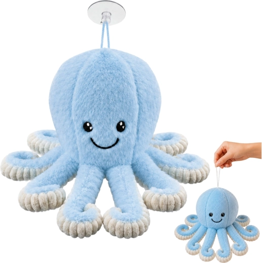 Peluche pieuvre avec ventouse bleue 16 cm - 1 pièce
