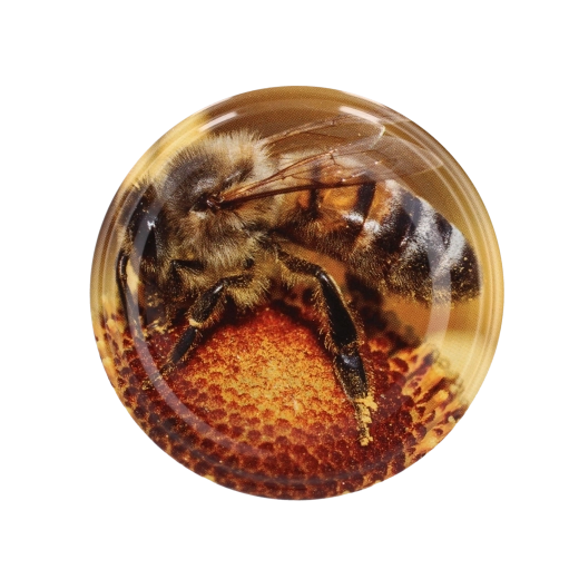 Lot de couvercles 82 mm motif abeille et miel, 10 pcs
