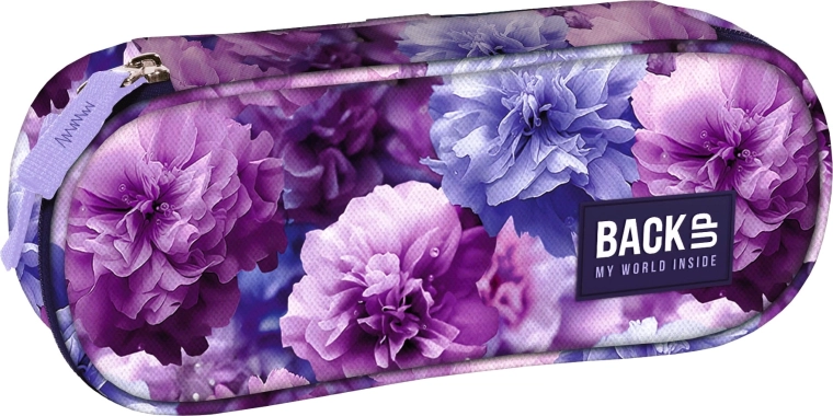Trousse scolaire type étui BackUP fleurs violettes