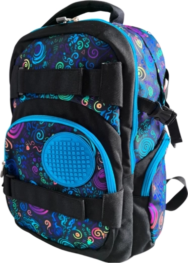 Sac à dos étudiant Pixie Crew Spiral magic bleu avec 100 pixels