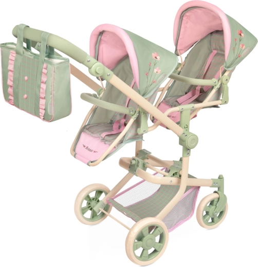 Poussette pliable double pour poupées DeCuevas Botanic 2026 avec sac, hauteur 91 cm