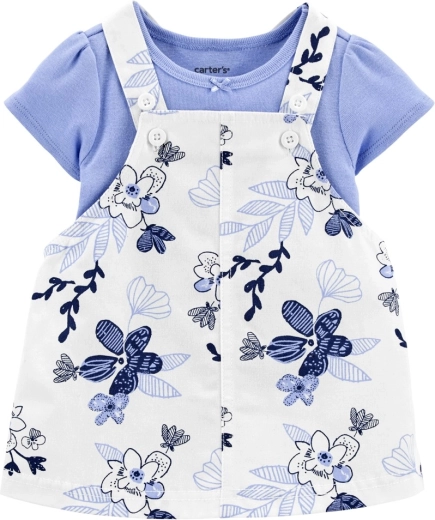 Ensemble Carter’s 2 pièces pour bébé : body à manches courtes et robe à bretelles bleu à fleurs