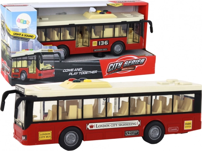 Autobus urbain rouge à piles avec lumières et sons 1:16