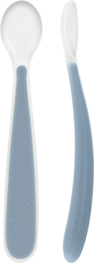 Cuillère en silicone Chicco Soft bleue 2 pcs, 6m+