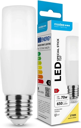 Ampoule LED Modee Lighting Stick T37 7,9 W E27, blanc chaud, 650 lm
