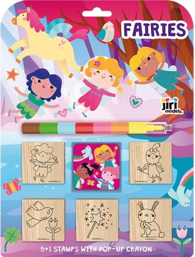 Tampons 5+1 avec crayon de cire empilable – Fées