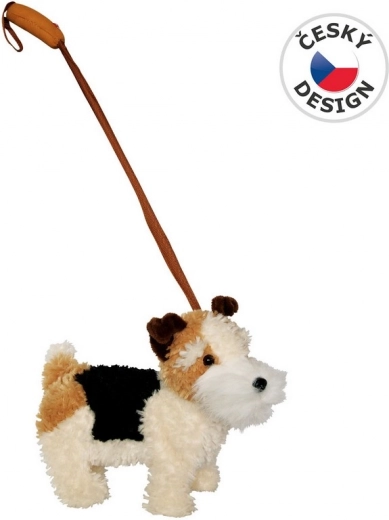 MaDe Chien Fox-terrier avec laisse et son