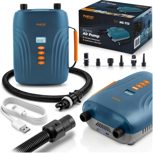 Pompe électrique sans fil Neo-Sport pour SUP et équipements gonflables avec batterie, 20 PSI et 6 embouts