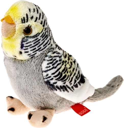 Perruche ondulée en peluche grise 13 cm