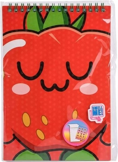 Cahier spirale parfumé Fruitysquad A5 avec autocollants (fraise)