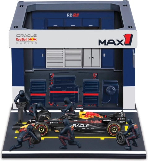 Coffret Bburago Pit Pass Formula Racing F1 – Oracle Red Bull Racing RB21 2025 #1 Max Verstappen 1:43