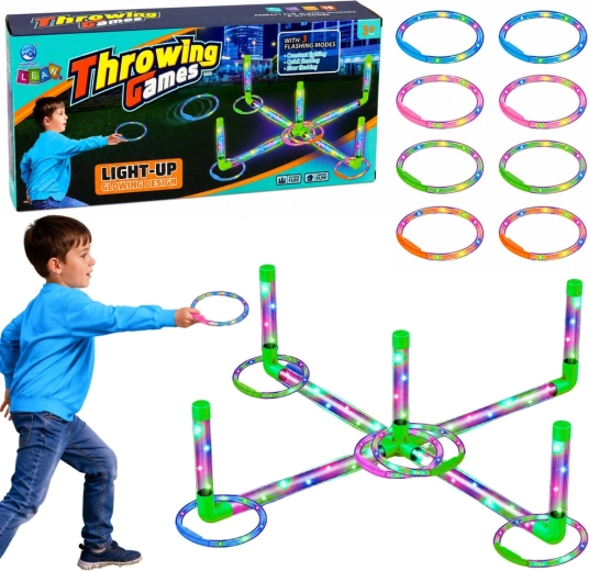Jeu de ringo pour enfants avec éclairage LED – lancer d’anneaux sur cible
