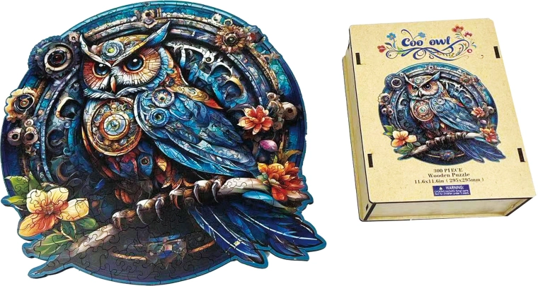 Puzzle en bois chouette stylée